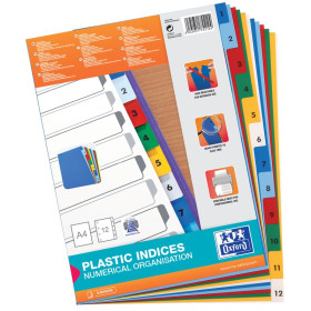 INTERCALAIRES NUMERIQUES A4 12 POSITIONS PP 12/100 ASSORTI