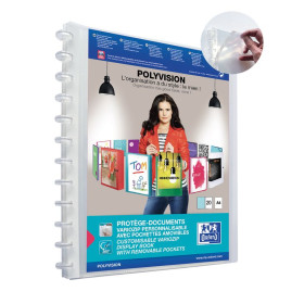 PROTEGE-DOCS AMOVIBLE OXFORD POLYVISION A4 20 POCH VARIO ZIP PP INCOLORE