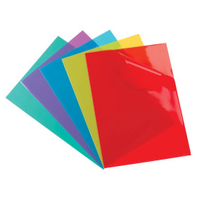100 POCHETTE COIN OXFORD BTE A4 PVC150 LISSE ASSORTI