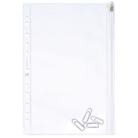 POCHETTE PERFOREE OXFORD X1 30,5X17CM ZIP PVC140 LISSE INCOLORE