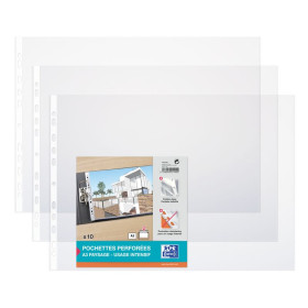 10 POCHETTE PERFOREE OXFORD SACH A3 PAYSAGE PVC90 LISSE INCOLORE