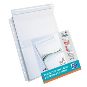 POCHETTE PERFOREE OXFORD SACH10 A4 EXTENSIBLE RAB PVC200 LISSE INCOLORE