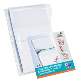 POCHETTE PERFOREE OXFORD SACH10 A4 EXTENSIBLE RAB PVC300 LISSE INCOLORE