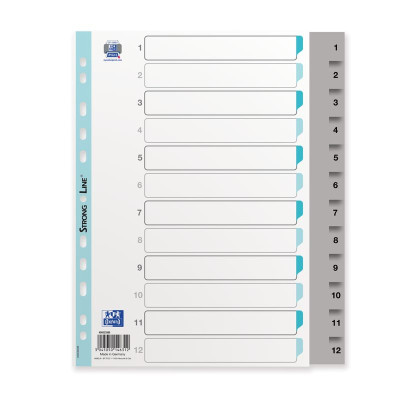 INTERCALAIRES NUMERIQUES A4XL 12P POLYPRO 12/100 GRIS