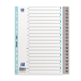INTERCALAIRES ALPHABETIQUES A4XL 20P POLYPRO 12/100 GRIS