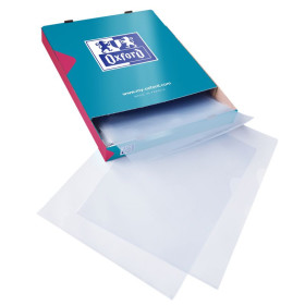 100 POCHETTE COIN OXFORD BTE A4 PVC150 LISSE INCOLORE