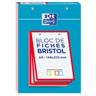 BLOC BRISTOL OXFORD 148x210 30 FICHES PERFOREES Q5/5 ROUGE