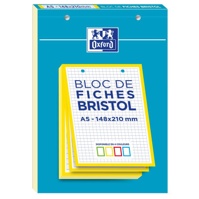 BLOC BRISTOL OXFORD 148x210 30 FICHES PERFOREES Q5/5 JAUNE