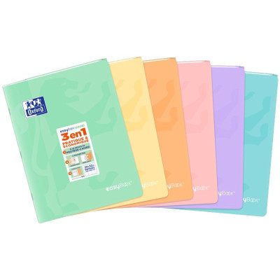 CAHIER OXFORD EASYBOOK PASTEL AGRAFE 240x320 96P OPTIK P. SEYES POLYPRO ASSORTI