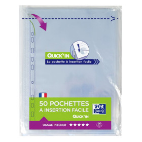 50 POCHETTE PERFOREE OXFORD QUICK IN SACH A4 PP90 LISSE INCOLORE