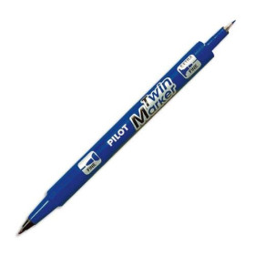 Pilot marqueur permanent twin marker, extra fin, bleu 2 pointes: 0,4 + 0,8 m 342