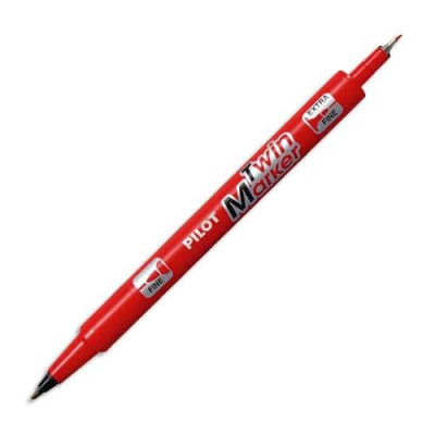Pilot marqueur permanent twin marker, extra fin, rouge 2 pointes: 0,4 + 0,8 m 34