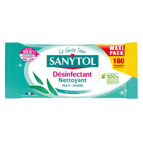 160 Lingettes SANYTOL désinfectant multi usages eucaliptus