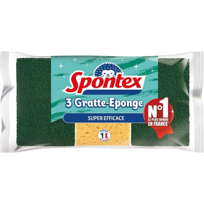 Paquet de 3 éponges Spontex végétales grattantes