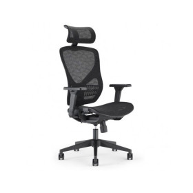 Fauteuil de bureau Synchrone New Delhi Résille noire avec accoudoirs et appui-tê