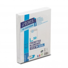 Paquet 50 pochettes blanches c5 162x229 90 g/m² bande de protection