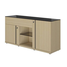 E-MOTION CHENE STRUCTURE CREDENCE 2 PORTES 1 TIROIR 3c