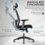 Fauteuil de bureau Acrux dossier filet et assise noire