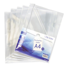  50 Pochettes Coins A4 Transparentes lisses 90 microns