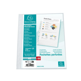 Sach.100 poch.perfo A5 PP Stand. grainé