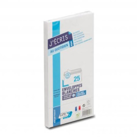 Bloc de 25 enveloppes blanches dl 110x220 90 g/m² bande de protection