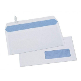 Boite 500 Env 110x220 blanc 80 Gr avec Fen35x100 auto-adhésives