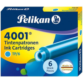 Pelikan Paquet de 6 cartouches d'encre 4001 , turquoise