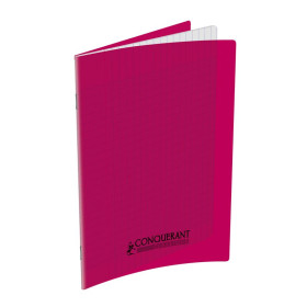 Cahier conquerant classique agrafe 170x220 96p 90g seyes polypro rose