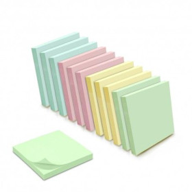 Bloc note reposition Pastel 100 feuil 75x75mm jaune, bleu, rose, vert