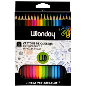 Wonday crayons de couleur, étui carton de 18