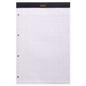 Bloc agrafé Rhodia BLACK N°20 21x31,8 cm Seyès 80 feuillets perforation 4 trous