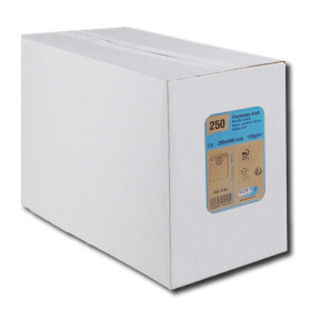 Boîte de 250 pochettes kraft brun E4 280x400 120 g/m² bande de protection