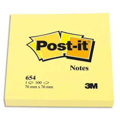 Post-it Bloc-note 100 feuilles adhésives, 76 x 76 mm, jaune