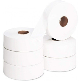 Lot de 6 rouleaux de papier hygiennique maxi jumbo ouate blanc pur 8.5cm x 35cm