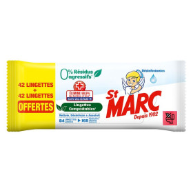 Paquet de 80 lingettes Saint Marc désinfectante anti-bacteriennes