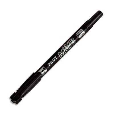 Pilot marqueur permanent twin marker, extra fin, noir 2 pointes: 0,4 + 0,8 m 342