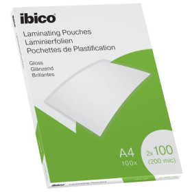 Pochettes de plastification Ibico brillantes A4 200 microns - 100 pièces - IBICO