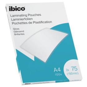 Pochettes de plastification Ibico brillantes A4 150 microns - 100 pièces - IBICO