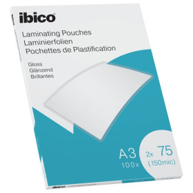 Pochettes de plastification Ibico brillantes A3 150 microns - 100 pièces - IBICO