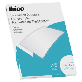 Pochettes de plastification Ibico brillantes A5 150 microns - 100 pièces -IBICO