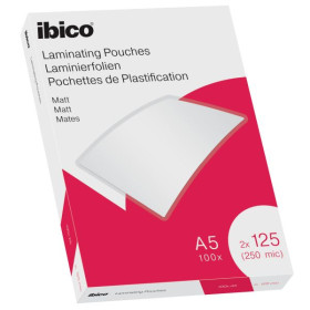 Pochettes de plastification Ibico mates A5 250 microns - 100 pièces - IBICO