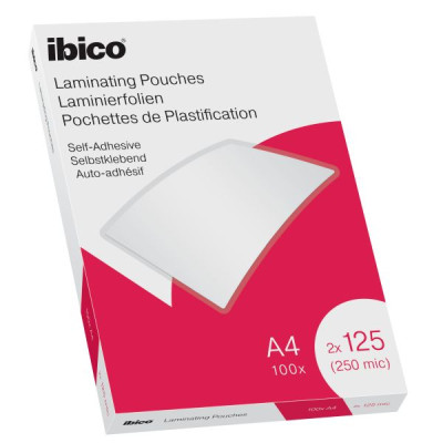 Pochettes de plastification auto-adhésives Ibico A4 250 microns - 100 pièces - I