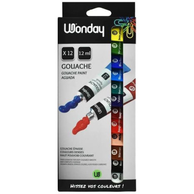 Boite de 12 tubes de gouache 12 ml coloris assortis ls