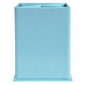 Pot a crayons carré 4 comp. bleu pastel
