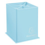Pot a crayons carré 4 comp. bleu pastel
