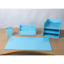 Pot a crayons carré 4 comp. bleu pastel