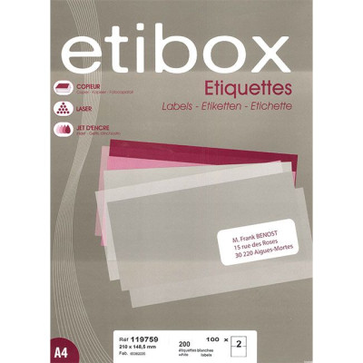 BT 200 Etiquettes ETIBOX 210X148.5