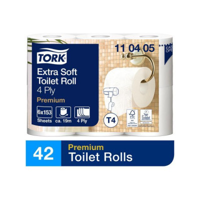 TORK Lot de 7X6 42 rouleaux Papier toilette Traditionnel Extra doux Premium 4 p