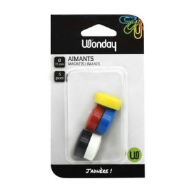 Lot de 5 aimants ronds diam 25 mm coloris assortis ls