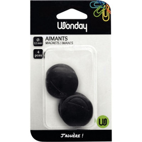Boite kraft de 4 aimants ronds diam 32 mm noir ls